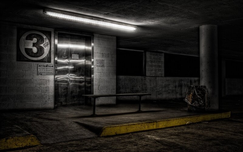 Elevator in Parking Garage — Black