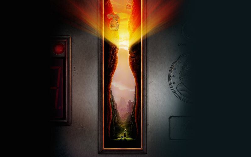 Elevator to a glowing canyon