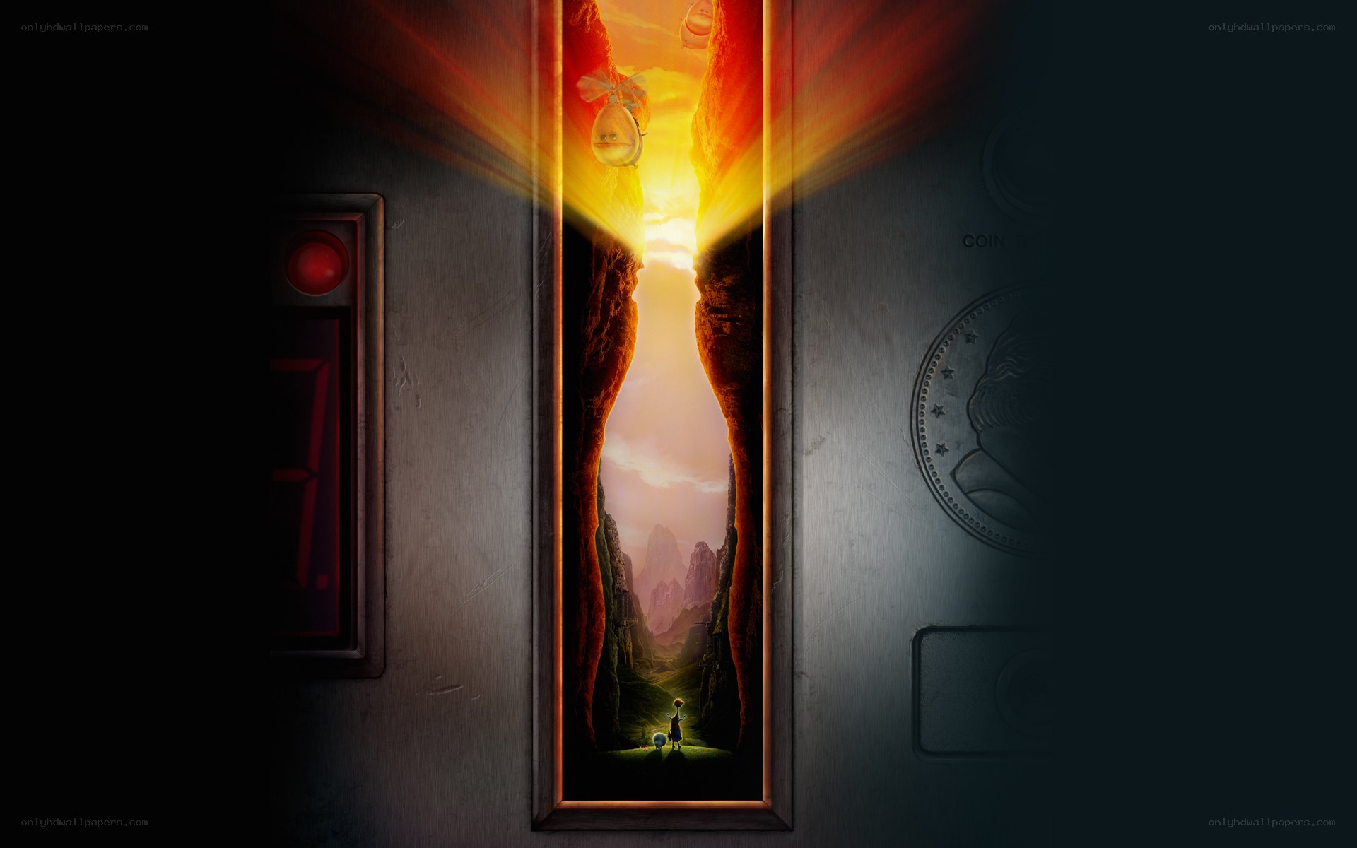 Elevator to a glowing canyon