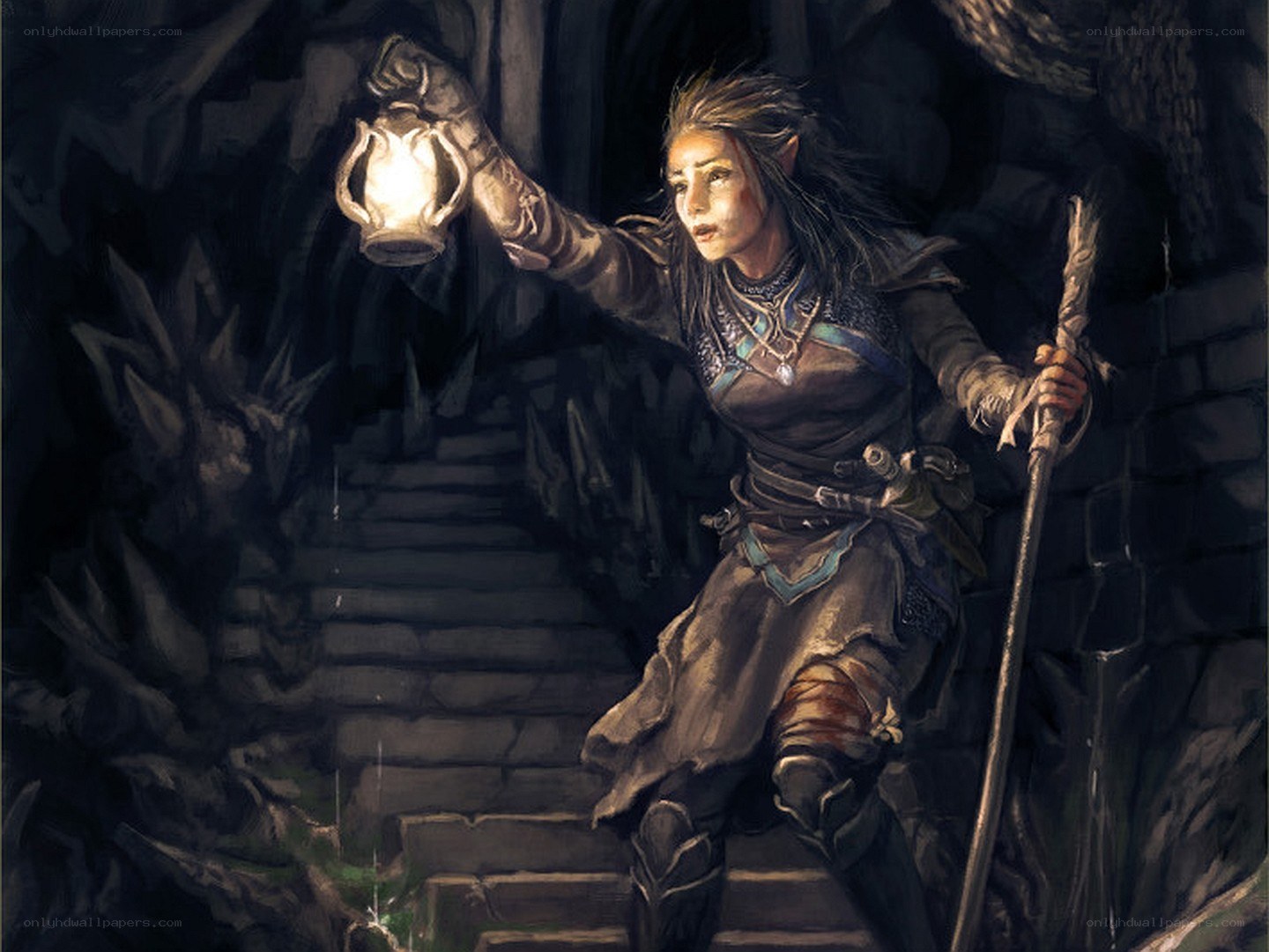 Elf adventurer with lantern