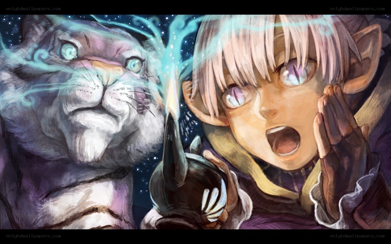 elf and cat with magic