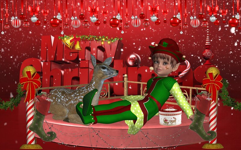 Elf and Deer on Stage