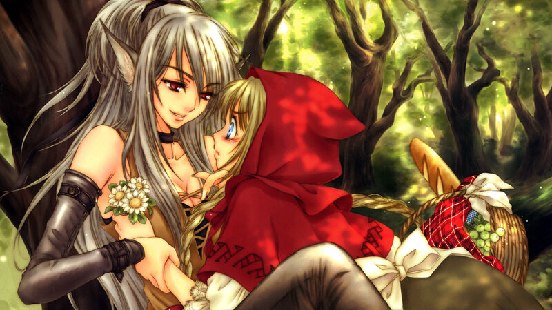 Elf and Girl in Forest — Green, Peaceful, Afternoon, Anime