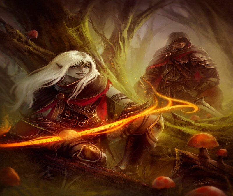 Elf and Hooded Figure