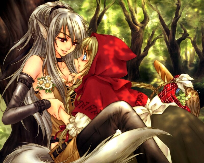 elf and red hooded girl