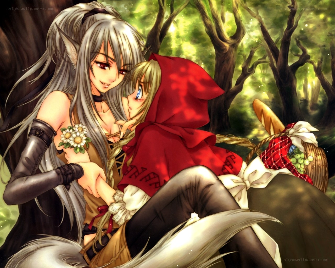 elf and red hooded girl