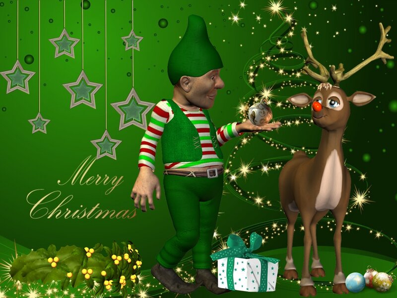 Elf and Reindeer — Green