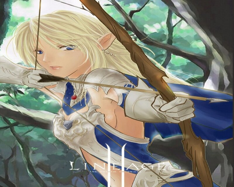 Elf Archer Aiming Bow — Blue, Focused