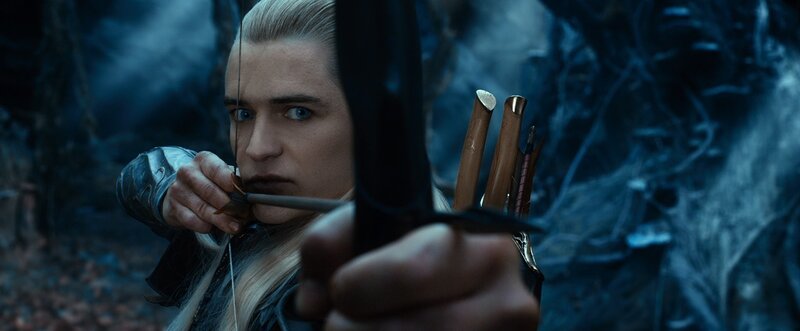 Elf Archer Aiming Bow — Blue, Tense