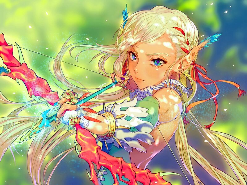 Elf Archer Aiming Bow — Green, Dynamic