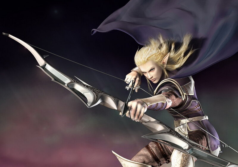 Elf Archer Aiming Bow — Purple