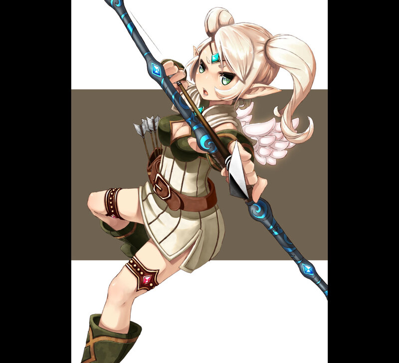 Elf Archer Aiming Bow — White