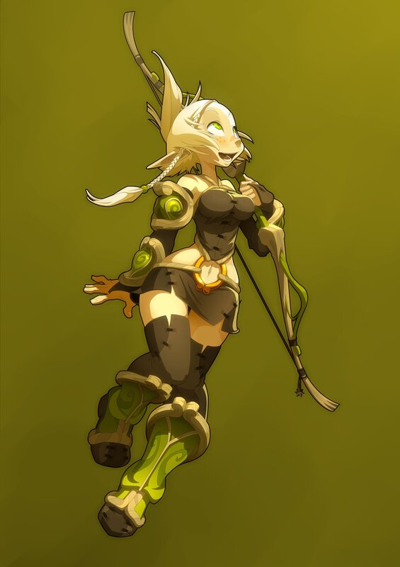 Elf Archer Character — Green, Playful