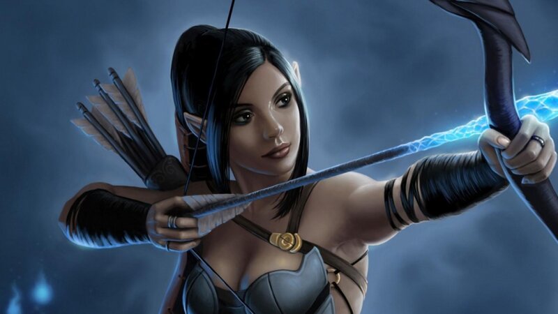 Elf Archer Drawing Bow — Blue
