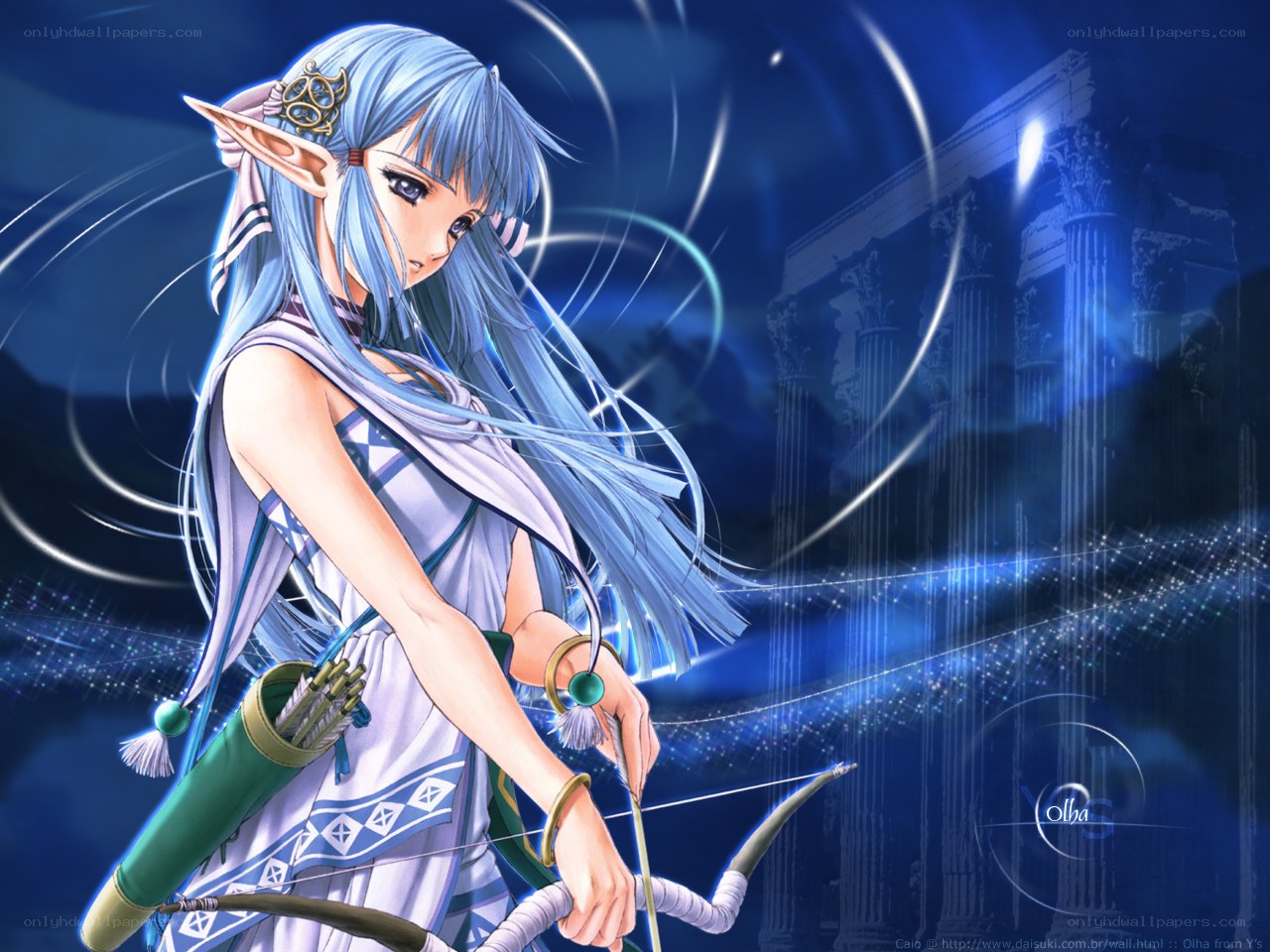 elf archer in blue