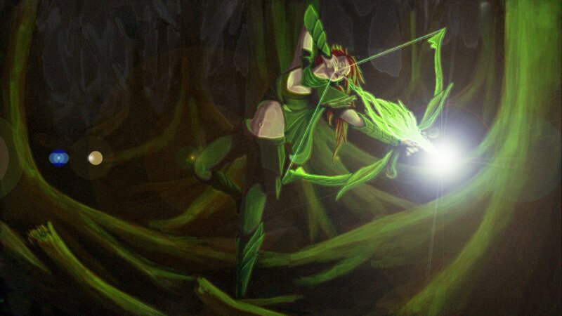 elf archer in dark forest