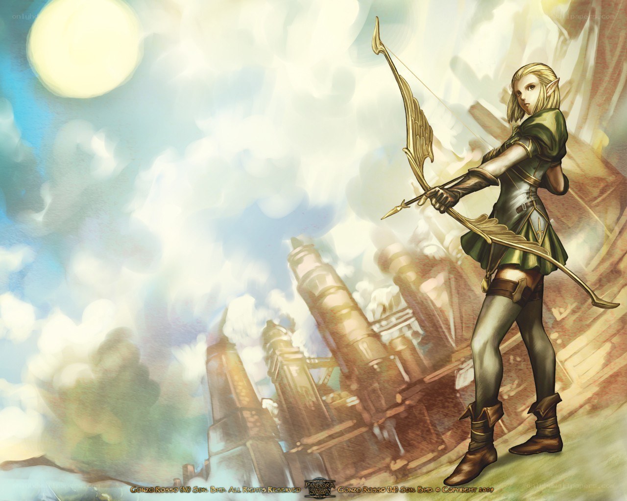 elf archer in fantasy landscape