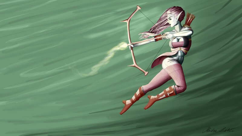 Elf Archer in Flight