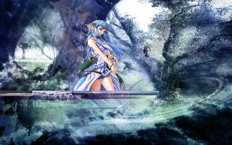 Elf Archer in Forest — Blue, Dramatic