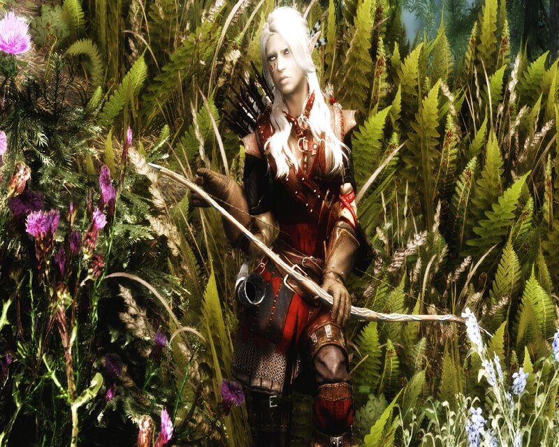 Elf Archer in Forest — Green, Alert