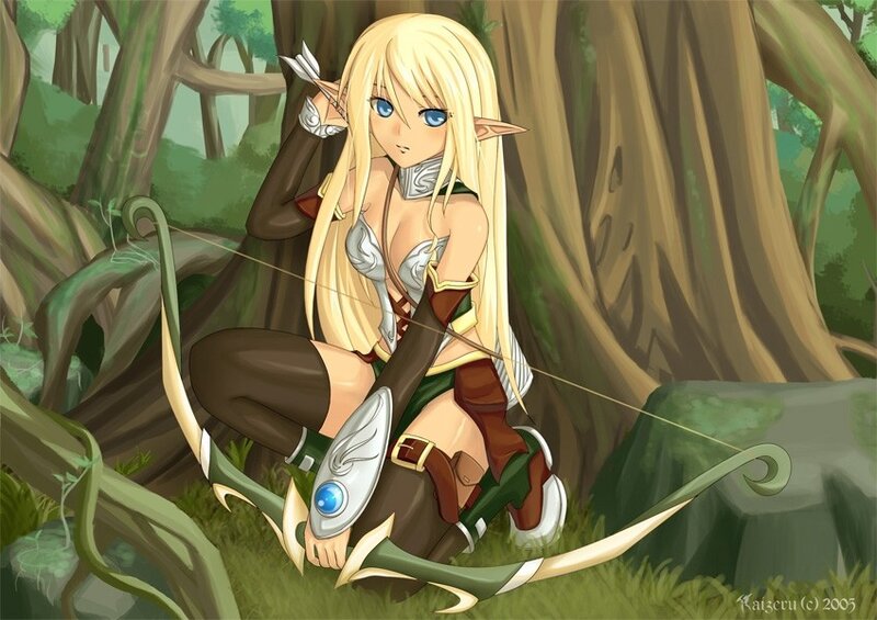 Elf Archer in Forest — Green, Calm, Digital Art, Bow
