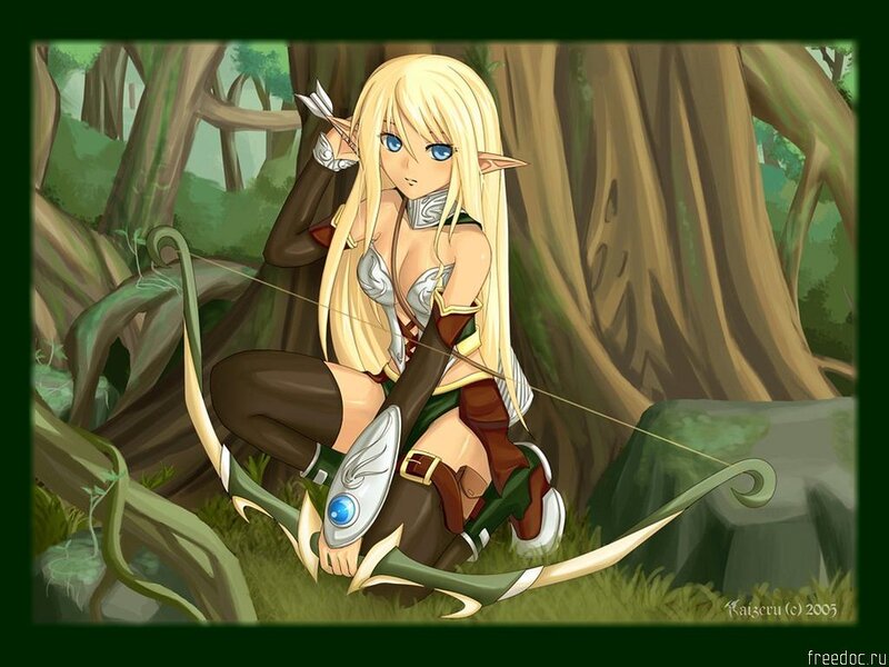 Elf Archer in Forest — Green, Calm, Digital Art