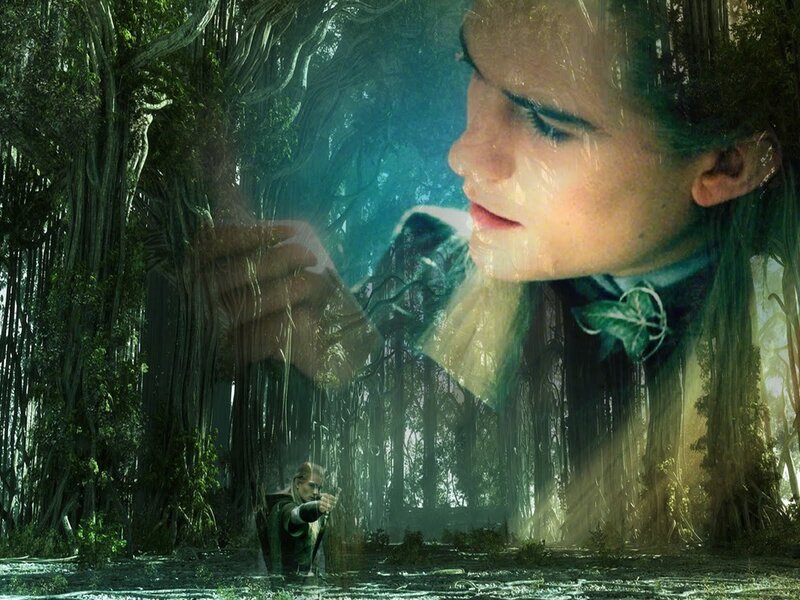 Elf Archer in Forest — Green, Dramatic, Afternoon, Digital Art, Tree Roots