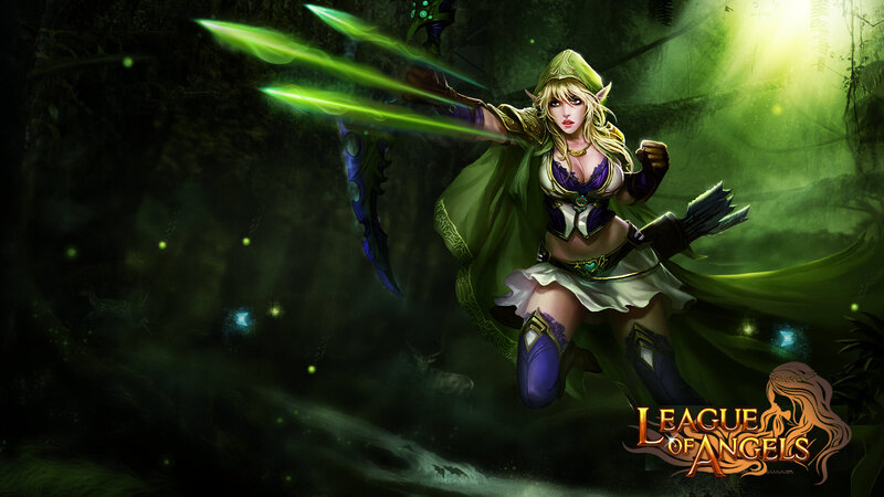 Elf Archer in Forest — Green, Dramatic, Night, Digital Art, Arrows