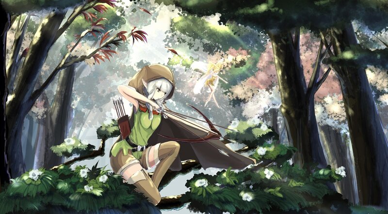 Elf Archer in Forest — Green, Serene, Spring