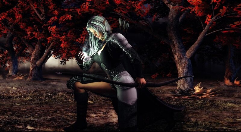 Elf Archer in Forest — Red