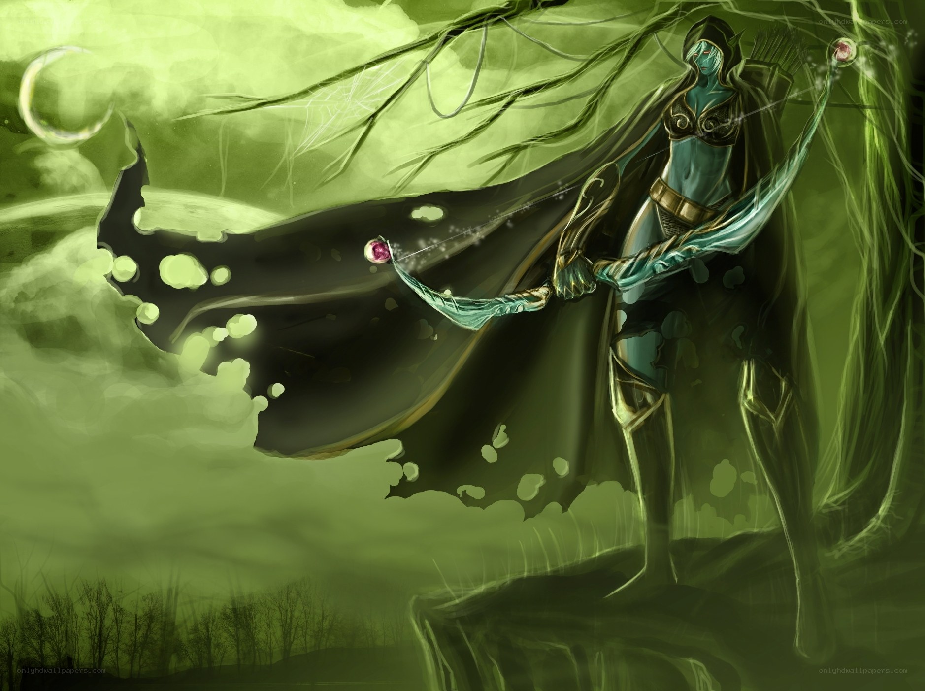 elf archer in green mist