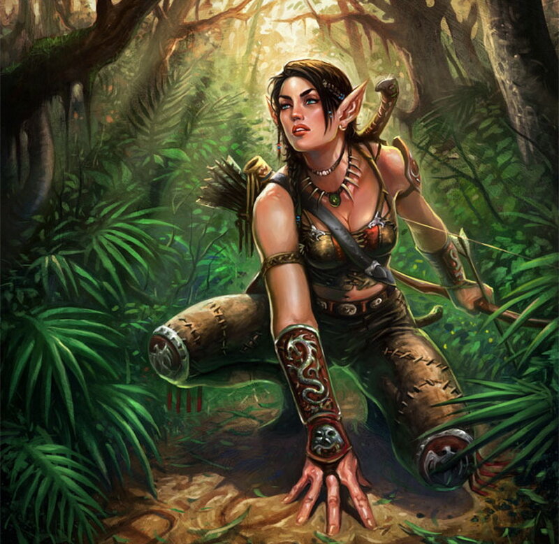 Elf Archer in Jungle — Green