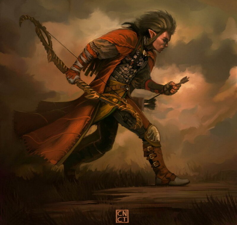 Elf Archer in Motion — Brown