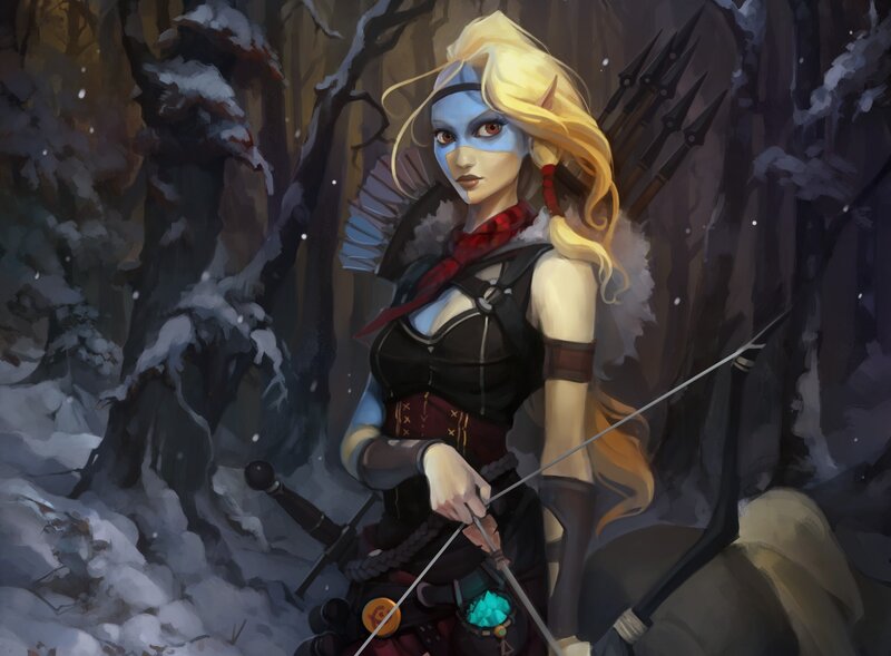 Elf Archer in Snow — Blue
