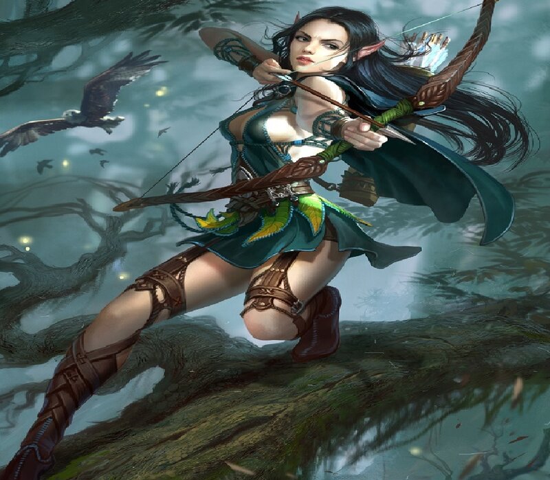 Elf Archer on Tree Branch