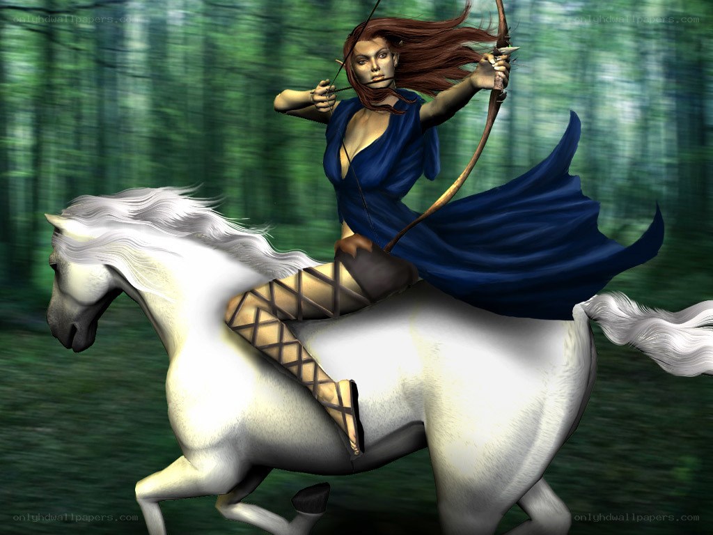 elf archer on white horse