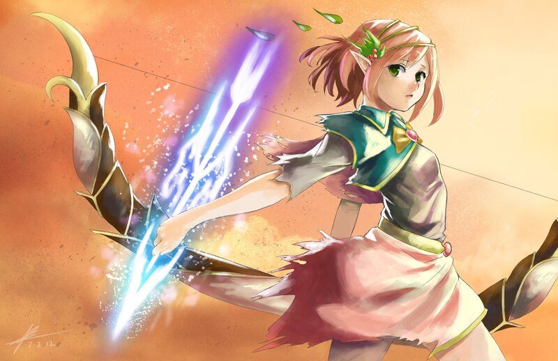 Elf Archer Shooting Arrow — Orange