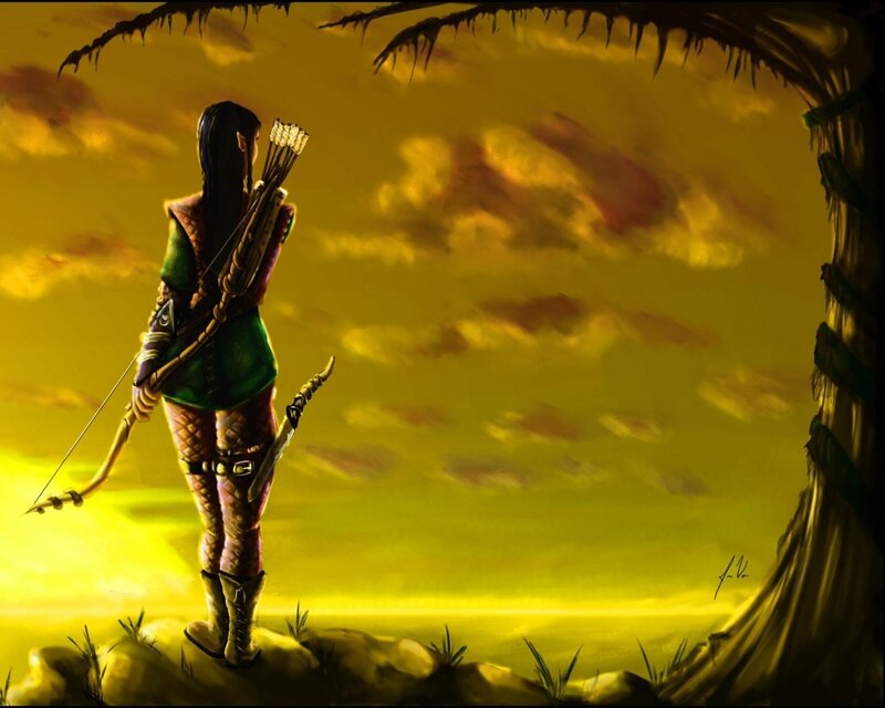 Elf Archer Standing — Yellow
