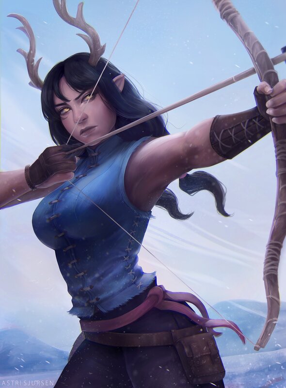 Elf Archer with Antlers — Blue