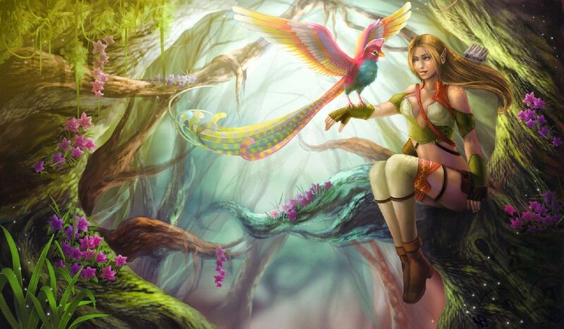 Elf Archer with Bird