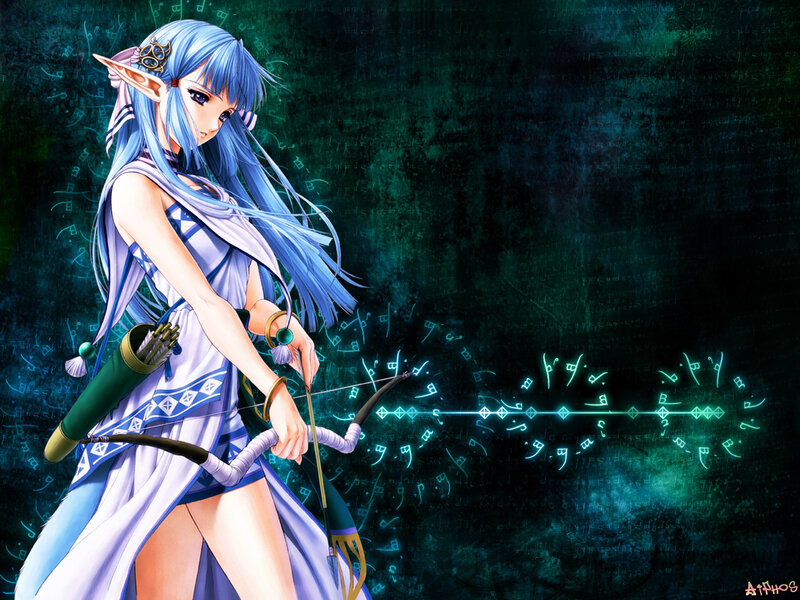 Elf Archer with Bow — Blue, Dramatic
