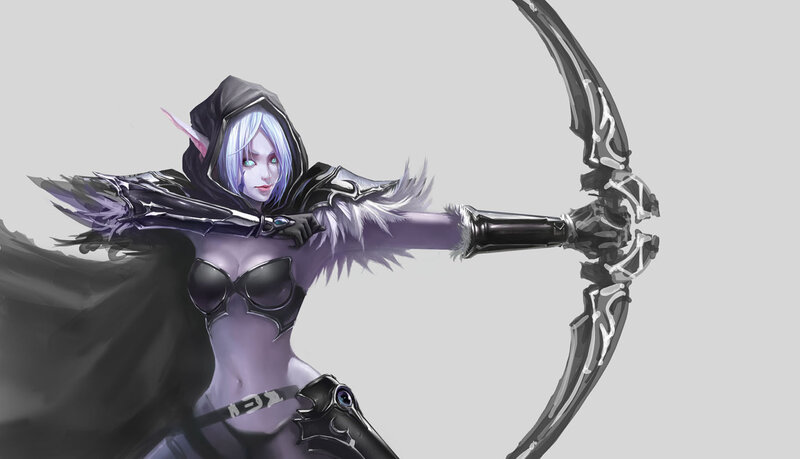 Elf Archer with Bow — Gray