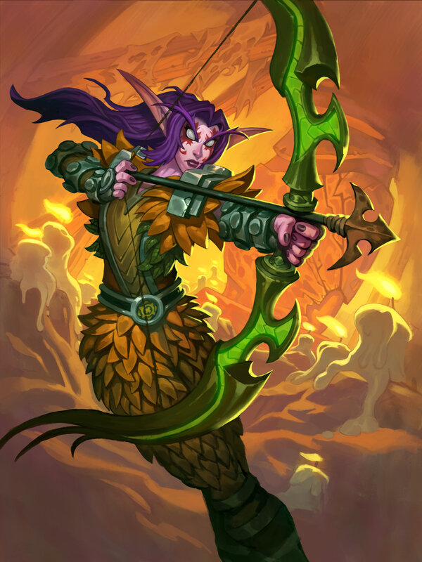 Elf Archer with Bow — Green, Dramatic, Digital Art, Arrow