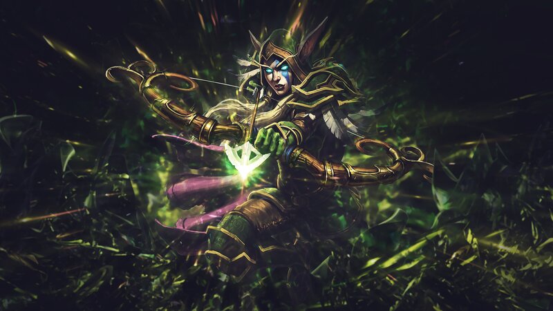 Elf Archer with Bow — Green, Dramatic, Night