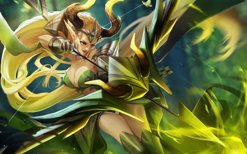 Elf Archer with Bow — Green, Dynamic