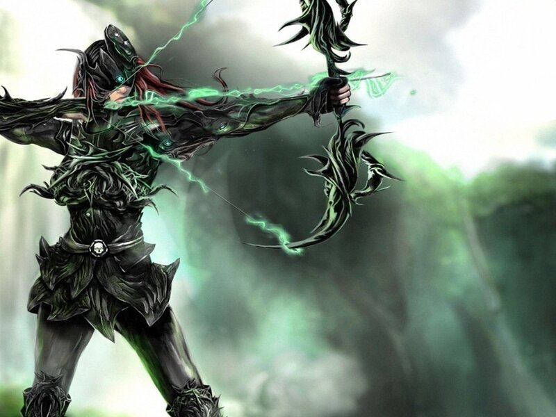 Elf Archer with Bow — Green