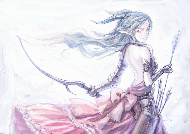 Elf Archer with Bow — Pink