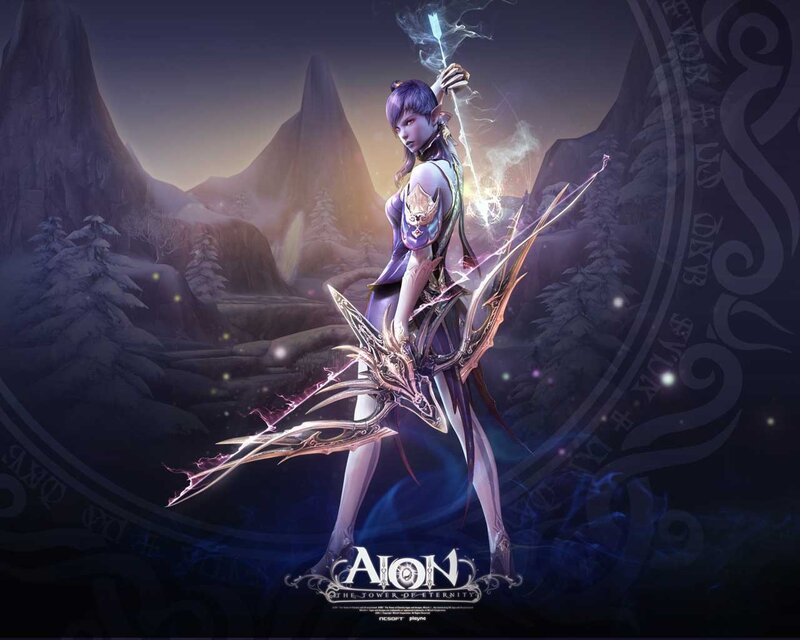 Elf Archer with Bow — Purple, Dramatic, Night, Digital Art