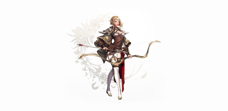 Elf Archer with Bow — White, Confident
