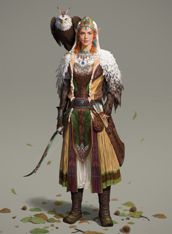 Elf Archer with Eagle — Brown